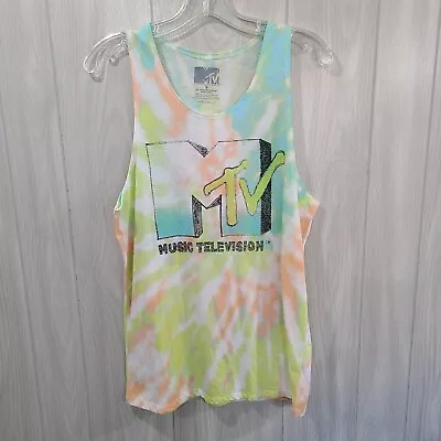 MTV Music Television Tank Top Size M Tie Dye Yellow Orange • £9.27