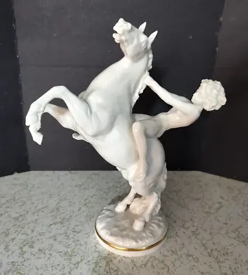 Antique German Hutschenreuther Porcelain Horse & Rider 12  X 10 . • $375