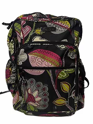 Vera Bradley Lighten Up Backpack Moon Blooms Black Floral Large Nylon Retired • $43.12