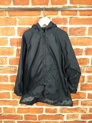 Girl Coat Age 7-8 Year Muddy Puddles Navy Rain Mac Jacket Unlined Hood Zip 128cm • £9.99