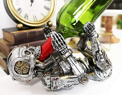 Ebros Steampunk Cyborg Robotic Terminator Skeleton Wine Bottle Holder 9.5 L • $31.99