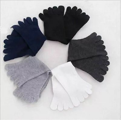 5 Pairs Men's Cotton Blend Soft Five Fingers Absorbent Stockings Five Toe Socks • £5.99