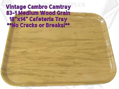 1 Vintage Cambro Fiberglass 83-1 Camtray Wood Look Cafeteria Lunch Tray 18x14 • $9.99