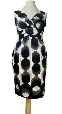 £24.99 • Buy Boden Shift Dress Black White Midi Fitted Sleeveless Cotton Occasion Smart UK 12