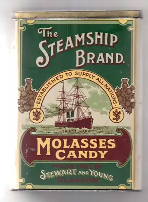 Antique Uk Steamship Brand Souvenir Molasses Candy Tin With Hinged Lid-bright • $30