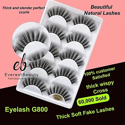 £3.99 • Buy 💙NEW 5 Pair 3D Mink False Eyelashes Wispy Cross Long Thick Soft Fake Eye Lashes