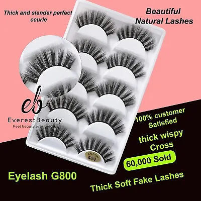 💙NEW 5 Pair 3D Mink False Eyelashes Wispy Cross Long Thick Soft Fake Eye Lashes • £4.49