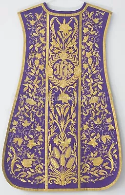 Violet Spanish Fiddleback Vestment & Mass Set With Vintage  Embroidery Pattern • $649.99