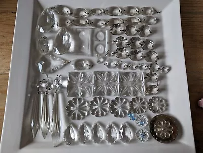 Large Lot Unusual VGC Vintage Chandelier Glass Crystal Drops Prisms Restorations • £19.99