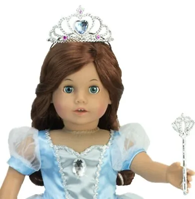 Blue Jewel Tiara With Wand Fits 18  American Girl Doll Elsa Princess Queen • $4.99