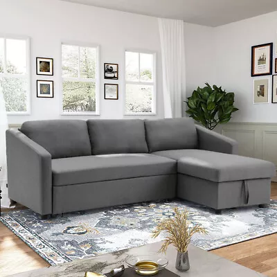 L-Shape 3Seater Sofa Settee Corner Double Sleeper SofaBed Recliner Couch Storage • £549.95