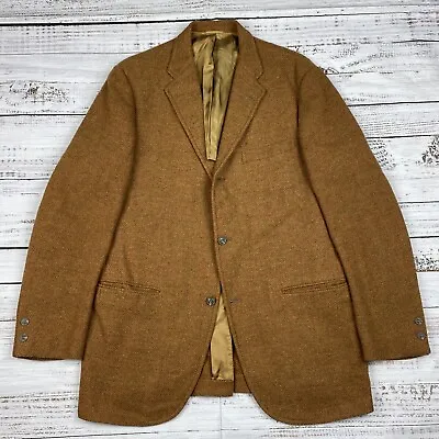 VTG Palm Beach Herringbone Tweed Orange Blazer Jacket Sport Coat Wool 41 L VTG • $59.99