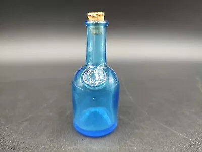 Vintage Blue Wheaton Mini Glass Bottle With Cork 3   • $4