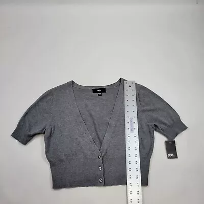 Mossimo Top Womens Size XXL Short Sleeve Cropped V-Neck Button Up Gray Cotton • $14.99