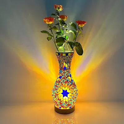 Mosaic Vase Lamp Turkish Moroccan Table Lamp Colorful Handmade Glass Vase • $38.88