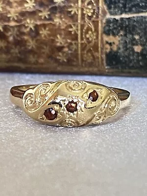 9ct Gold Garnet Cluster Ring Size P 3.7g Lovely Ring !! • $309.49
