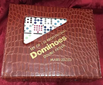 Professional Marbleized Double Fifteen Domino Set 136 In Original Case Color Dot • $44.95