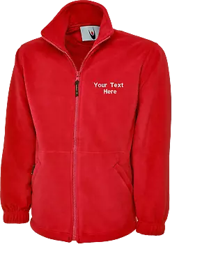 Personalised Custom Embroidered Your Text Fleece Jacket Full Zip Micro Work Wear • £18.99