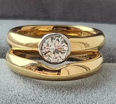 £1850 • Buy 18ct Gold Solitaire Diamond (Approx:0.84 Carats) Engagement Wedding Ring Set 