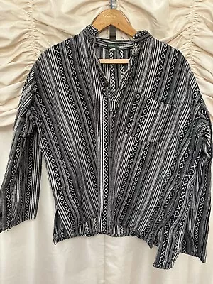 Kathmandu Imports Shirt Pullover Striped Mandarin Collar Hippie  Size M/L • $22.99