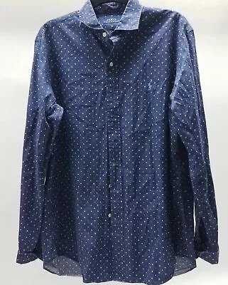 Men's RALPH LAUREN Blue Polka Dot Button Up Shirt L • $14.99