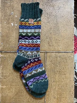 £5 • Buy Pachamama Pure Wool Handknitted Fair Isle Socks