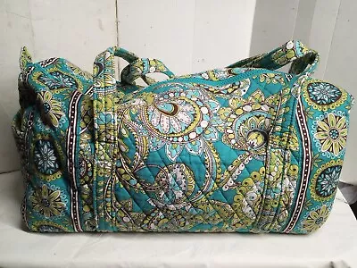 Vera Bradley Floral Green/Teal Weekender Travel Duffle Bag 18” X10  X9  • $35.99