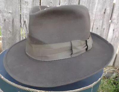 Rare: Vintage Men's Fedora Hat German-Made Stetson Size 7-1/8 1950s Fur Felt • $85