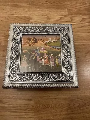 £10.99 • Buy Vintage Indian Jewellery Box Silver Embossed  With Compartments & Lid Brand New