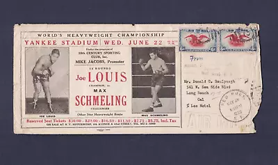 VERY RARE 1938 JOE LOUIS MAX SCHMELING HEAVYWEIGHT CHAMPIONSHIP Boxing Envelope • $185