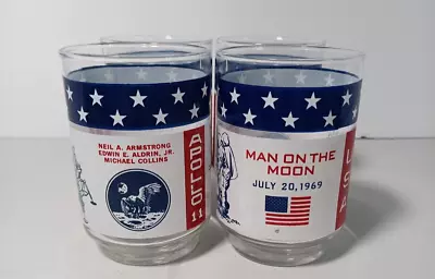 Vintage Libby  APOLLO 11  Moon Mission Glasses Matching Set Of 4 Mint Condition. • $19.99