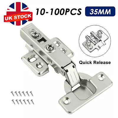 10~100 Pcs SOFT CLOSE 35mm KITCHEN CABINET CUPBOARD STANDARD DOOR HINGES • £7.99