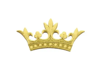 $3.99 • Buy Crown W/5 Leaf Points - Embroidered Gold Rayon Iron On Applique Patch - 4 W
