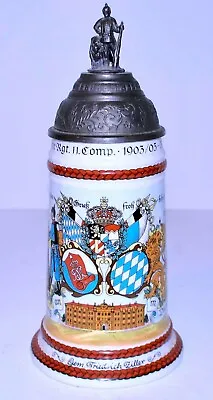 WW1 Military Regimental Porcelain Lidded Beer Stein. Unknown Maker. • £72.32