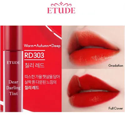 ETUDE HOUSE Dear Darling Water Gel Tint #RD303 Chilly Red  Lip Stain Made Korea • $13.83