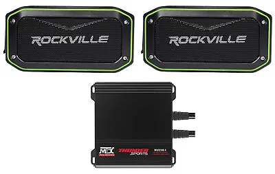 MTX MUD100.4 400 Watt RMS 4-Channel Amp For Polaris RZR/ATV/UTV/Cart+Speaker • $269.95