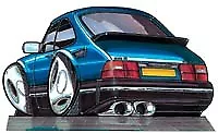 Saab 900 Blue Turbo Se Cd Spg 900S Gli Cartoon Car T-shirt Sizes Available S-3XL • $11.95