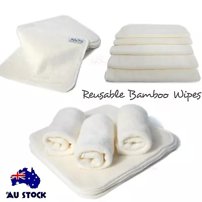 High Quality White Reusable Soft Bamboo Baby Cloth Wipes Face Washer 10/20pcs AU • $24