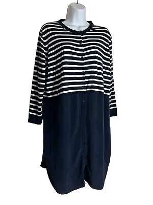 COS Shirt Size Medium Navy Blue  Blouse Longline Striped Cotton Silk • £15