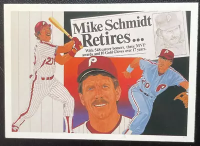 1990 Upper Deck #20 Mike Schmidt Retires Baseball Art Card Phil Phillies • $1.39