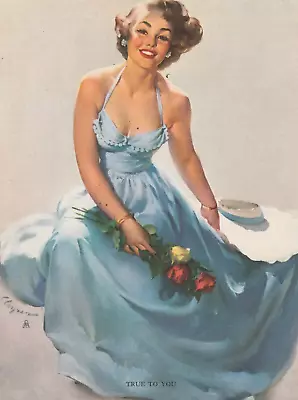 ELVGREN   True To You  -1940s  Art  PIN-UP /CHEESECAKE  Calendar SAMPLE Page/EX • $3