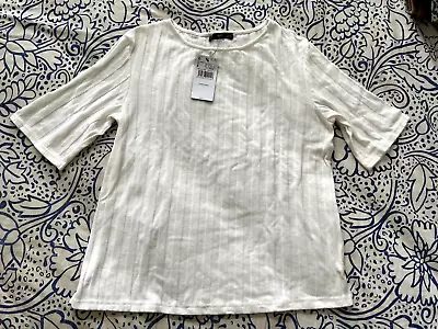 NWT MNG By Mango Women's Basic XS Textured Cotton T-Shirt White • $5.90