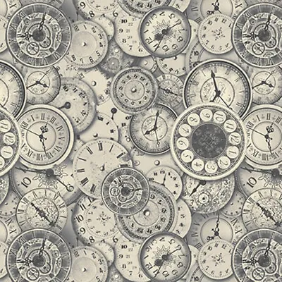 STEAMPUNK ~ TIME TRAVEL ~ Clock Faces ~ Clockwork In Gray And Cream • $12.50