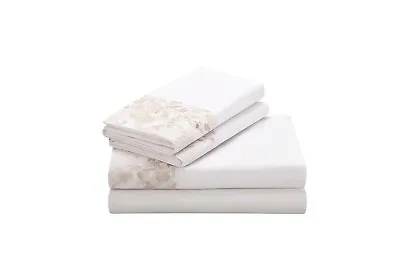 Natori Mantones De Manila Cal-King Fitted Sheet White NA20-1804 • $79.99