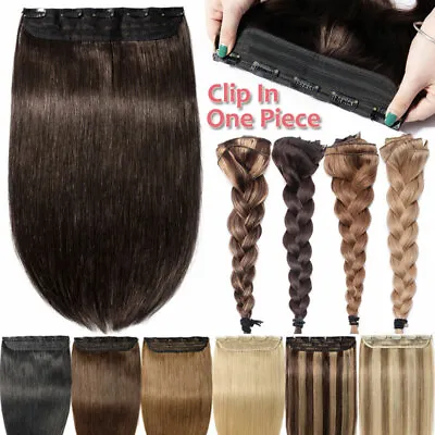$18.57 • Buy One Piece Weft Clip In 100% Remy Human Hair Extensions Full Head Thick Volume US