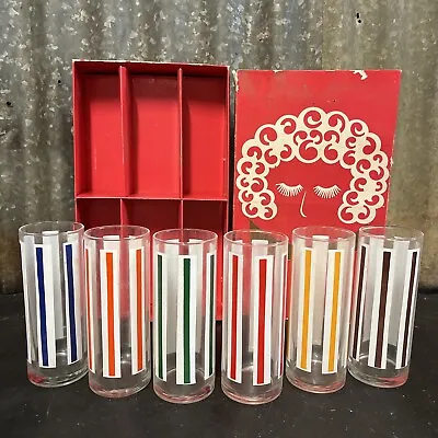 CROWN CORNING ‘HAPPY DAYS’ Rare Set Of 6 Boxed Vintage Retro Drinking Glass • $87.80