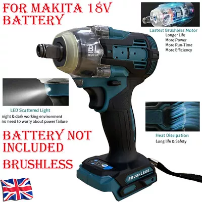 For Makita 18V 580Nm 1/2  Cordless Brushless Electric Impact Wrench Gun Driver • £30.99