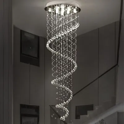 £449.18 • Buy Large Spiral Crystal Chandelier Staircase Modern Home Decoration White Warm Cold