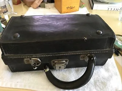 1800’s VINTAGE LEATHER DOCTOR’S BAG WITH CONTENTS & EAGLE LOCK • $195