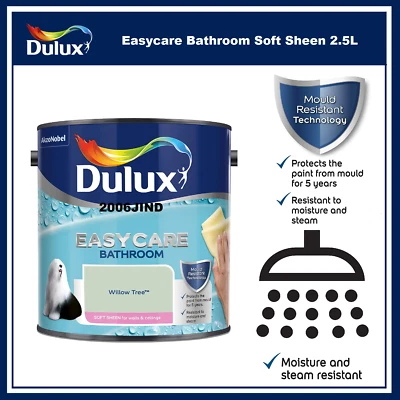 £23.47 • Buy Dulux Easycare Bathroom Soft Sheen Emulsion Paint 2.5L  Willow Tree